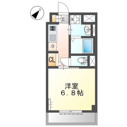 八事ヒルズ籠原(1K/2階)の間取り写真