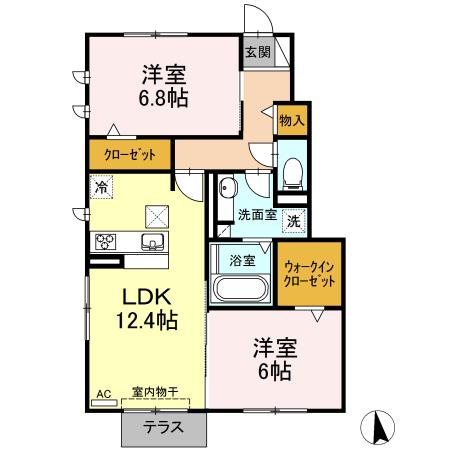 エスペランサ永曻II(2LDK/1階)の間取り写真