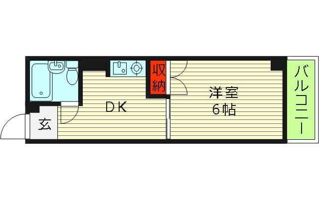 メゾンドール都島(1DK/4階)の間取り写真