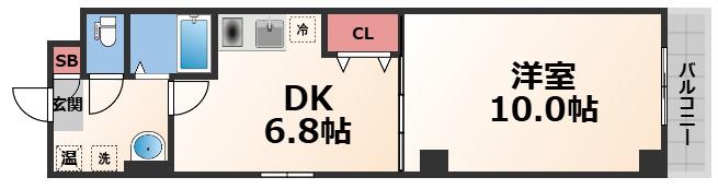 パーク巽東II(1K/3階)の間取り写真