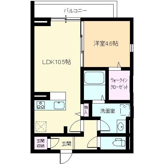 サンガーデン新山口 A(1LDK/2階)の間取り写真