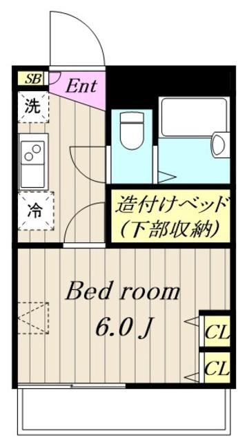 レオパレスブライト ビューティ(1K/1階)の間取り写真