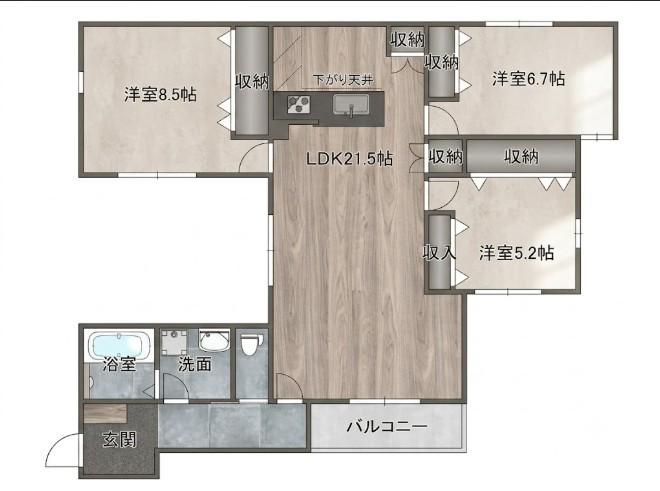 EAGLE HIL江波(3LDK/2階)の間取り写真