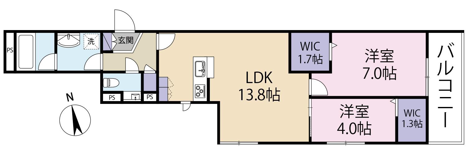 アダージォ阿佐ヶ谷(2LDK/2階)の間取り写真