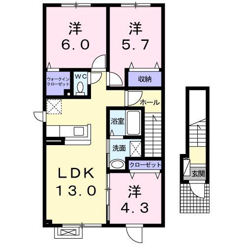 スピノス(3LDK/2階)の間取り写真
