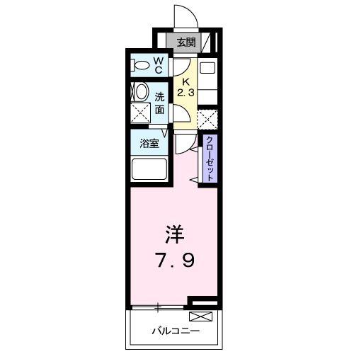 ルヴェール(1K/2階)の間取り写真