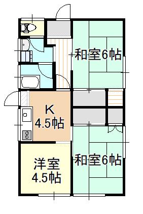 二日市貸物件(3K/1階)の間取り写真