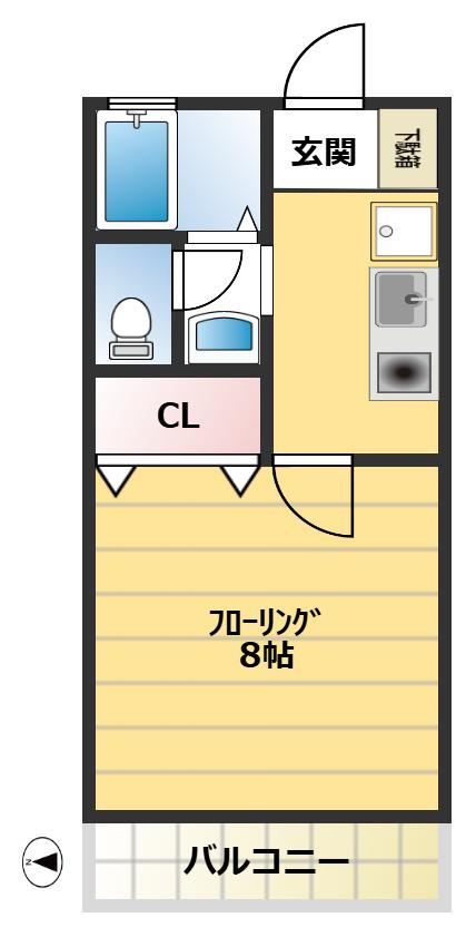 アクシス花小金井(1K/1階)の間取り写真