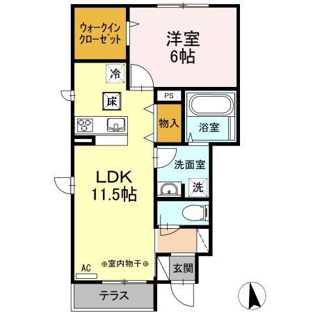 アビータ(1LDK/1階)の間取り写真