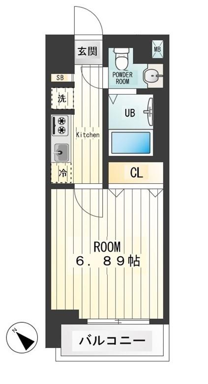 アンソレイユ横浜(1K/7階)の間取り写真