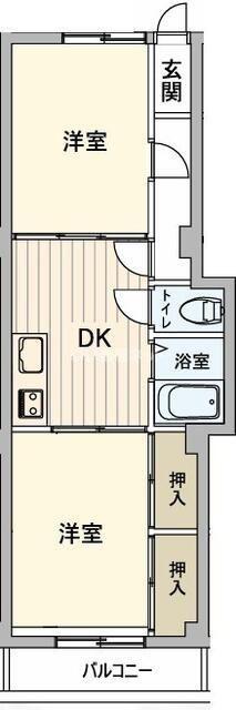 クロノスさちが丘(2DK/2階)の間取り写真