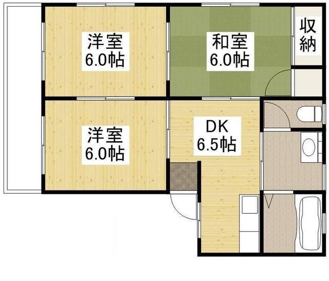 コーポ片島A棟(3DK/2階)の間取り写真
