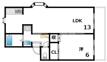 パークハイツ(1LDK/1階)の間取り写真