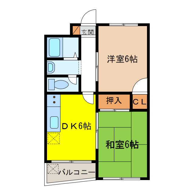 羽島 ザ スカイ(2DK/3階)の間取り写真