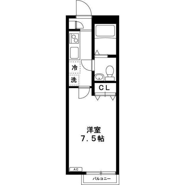 サンライズテラス(ワンルーム/2階)の間取り写真