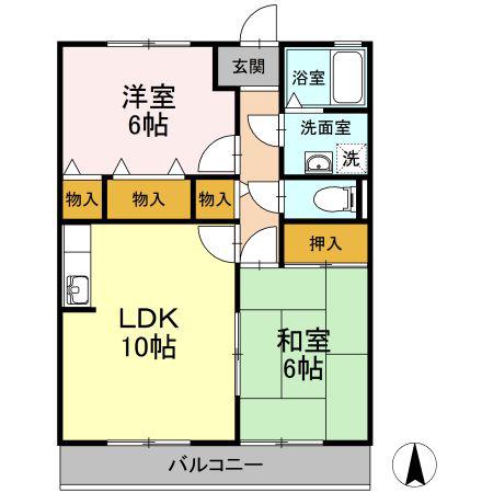 リマーニ江松(2LDK/2階)の間取り写真