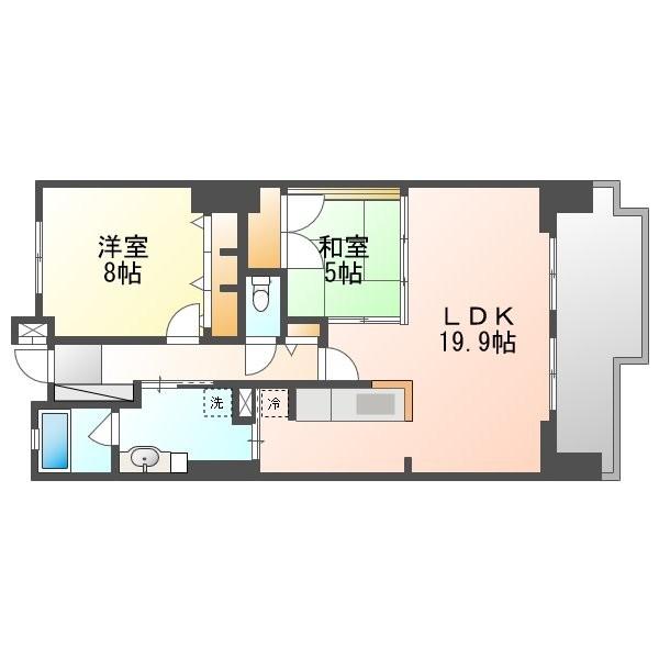 アルトゥーレ美浜(2LDK/15階)の間取り写真