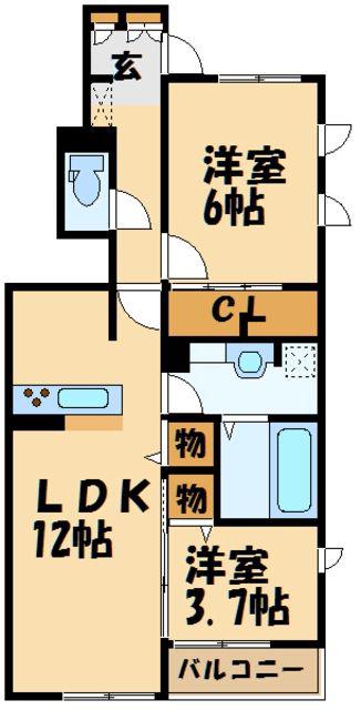 グランドステージ(2LDK/1階)の間取り写真