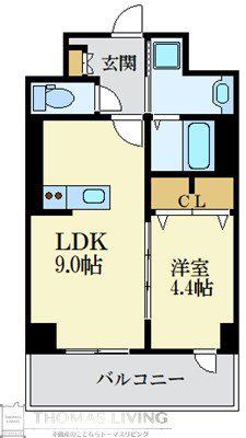 ホルツ博多駅前(1LDK/9階)の間取り写真