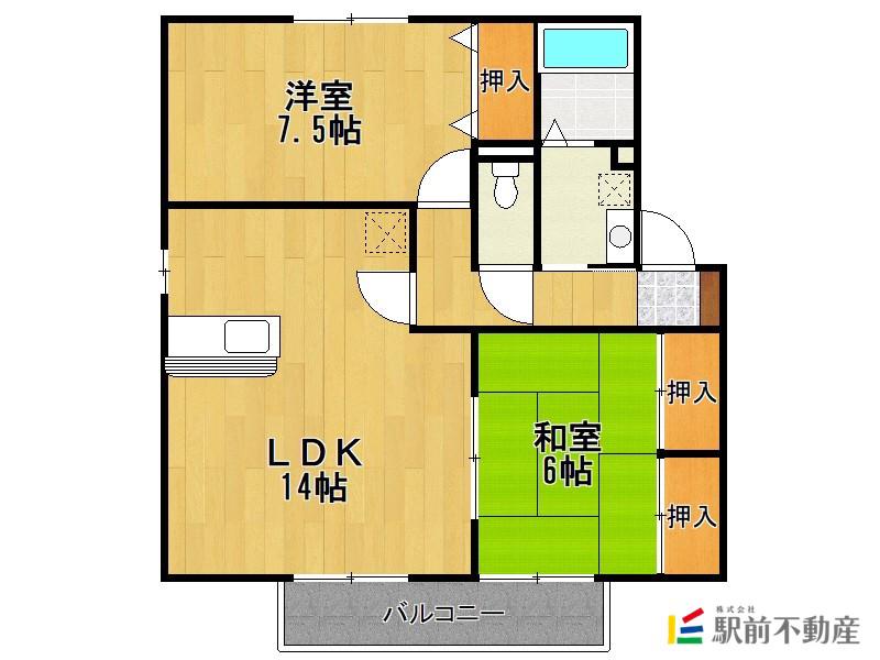 プラムヒルズA(2LDK/2階)の間取り写真