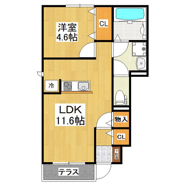 サンライズ東 A・B(1LDK/1階)の間取り写真