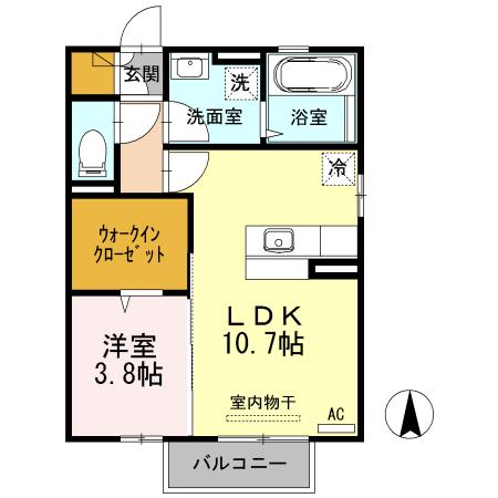 リエート中春日(1LDK/2階)の間取り写真