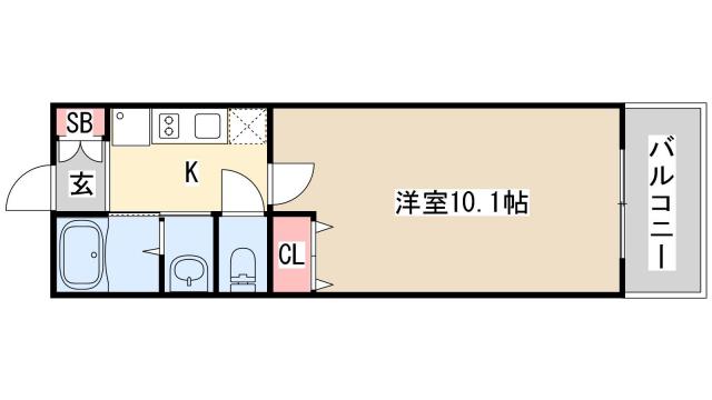 レジディア三宮東(1K/6階)の間取り写真