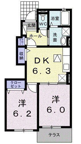 ティア コート(2DK/1階)の間取り写真