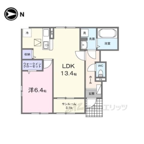 パイオニア 伏(1LDK/1階)の間取り写真