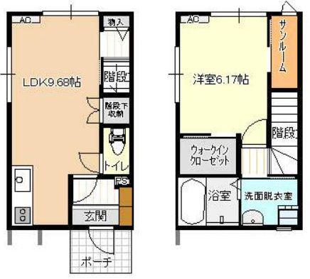 ビオラ泉町A棟(1LDK/1階)の間取り写真