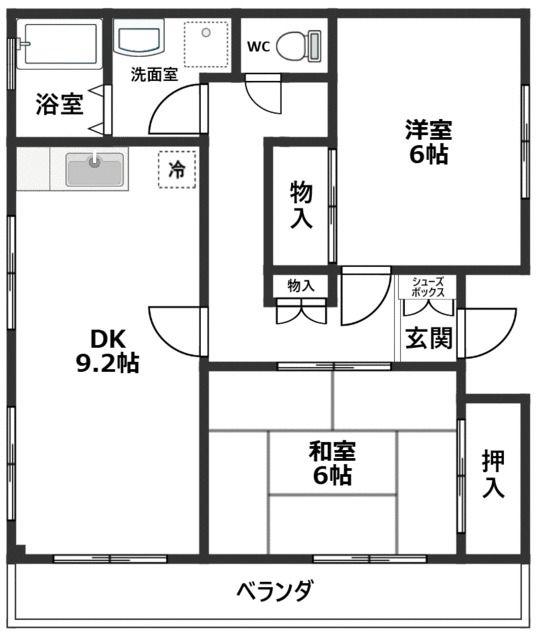 サクランボハイツ(2DK/2階)の間取り写真