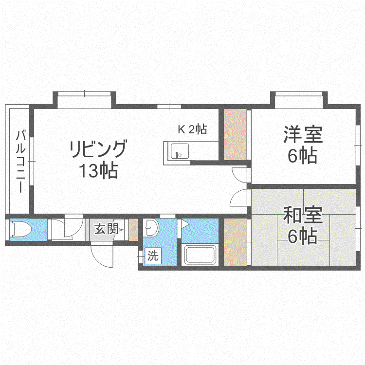 レジデンスヨウワ(2LDK/3階)の間取り写真