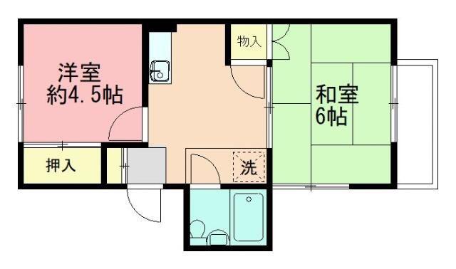 ハイツ天神(2DK/2階)の間取り写真