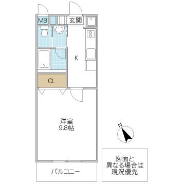 スペリアージュ(1K/2階)の間取り写真