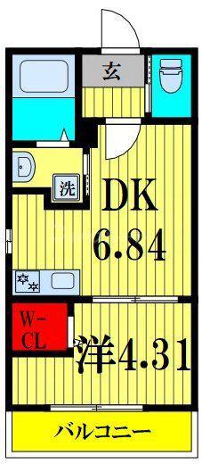 AJOUR新松戸03(1DK/2階)の間取り写真