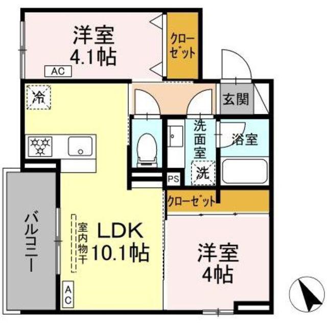 D′BLESS和田町(2LDK/2階)の間取り写真