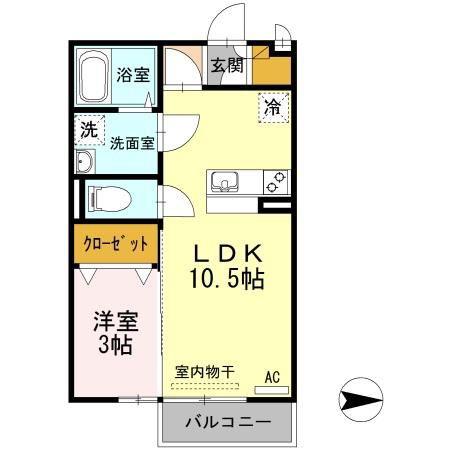 アヴァンセ(1LDK/2階)の間取り写真