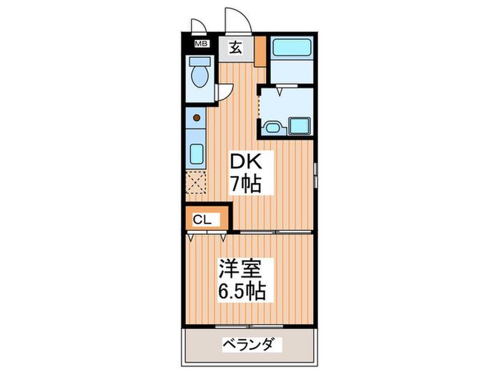 アーバンドエル野江(1DK/2階)の間取り写真