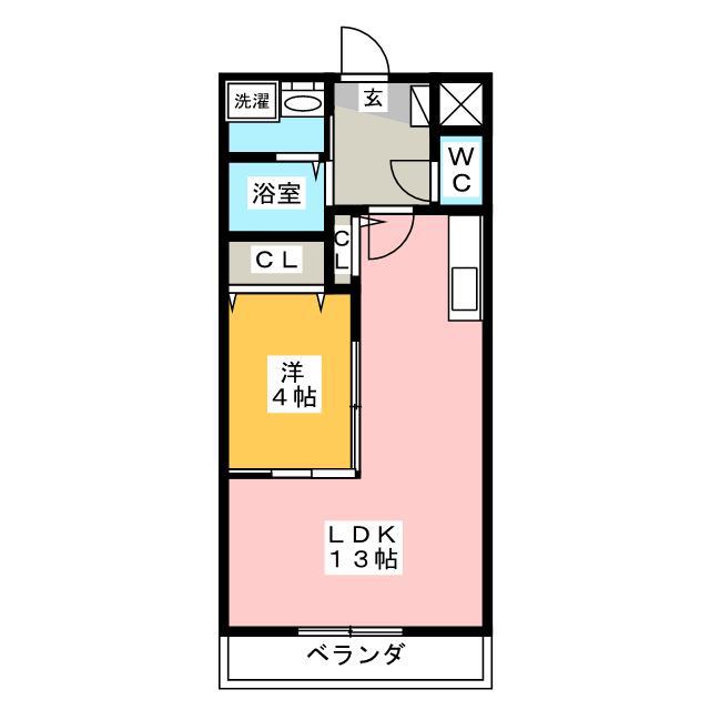 アムール(1LDK/2階)の間取り写真