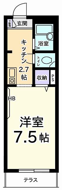 エステートY(1K/1階)の間取り写真