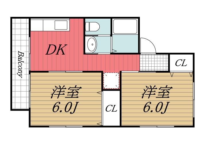コーポ樹(2DK/1階)の間取り写真