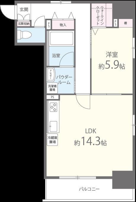 エルイソベ三宮(1LDK/11階)の間取り写真
