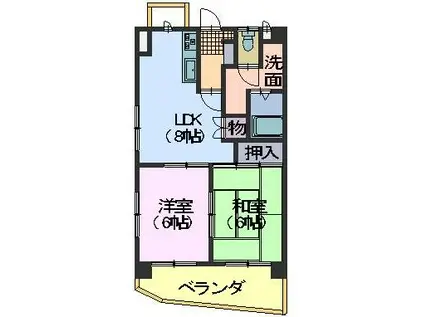 ウィング錦(2LDK/2階)の間取り写真