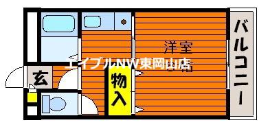 エスポアール21A(1K/2階)の間取り写真