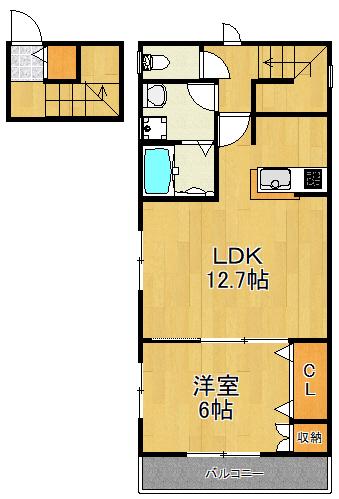 シエル大倉山(1LDK/2階)の間取り写真
