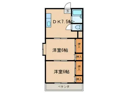 メゾン・オオワキ(2DK/1階)の間取り写真
