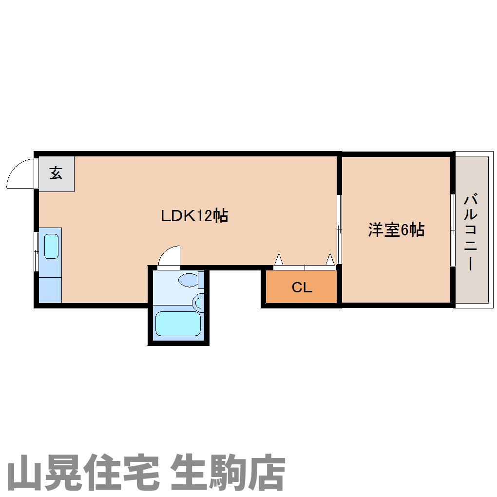 南生駒ハイツ(1LDK/3階)の間取り写真