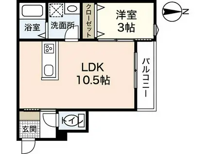 カーサ・バローレ江波二本松(1LDK/3階)の間取り写真