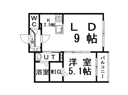GRACE TIARA(1LDK/2階)の間取り写真
