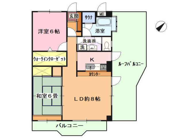 I.S伊東(2LDK/6階)の間取り写真